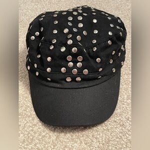 Black Studded Cafet Style Cap